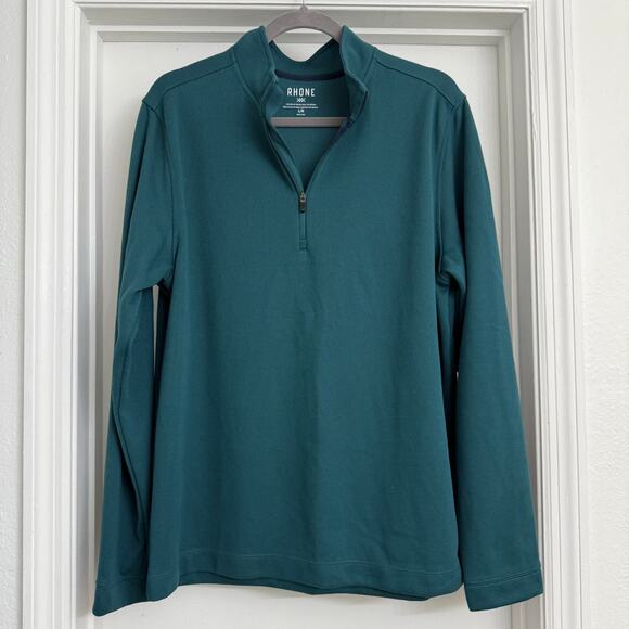 Rhone Commuter 1/4 Zip Fleece Sweater Teal Casual Sporty Preppy Sz L